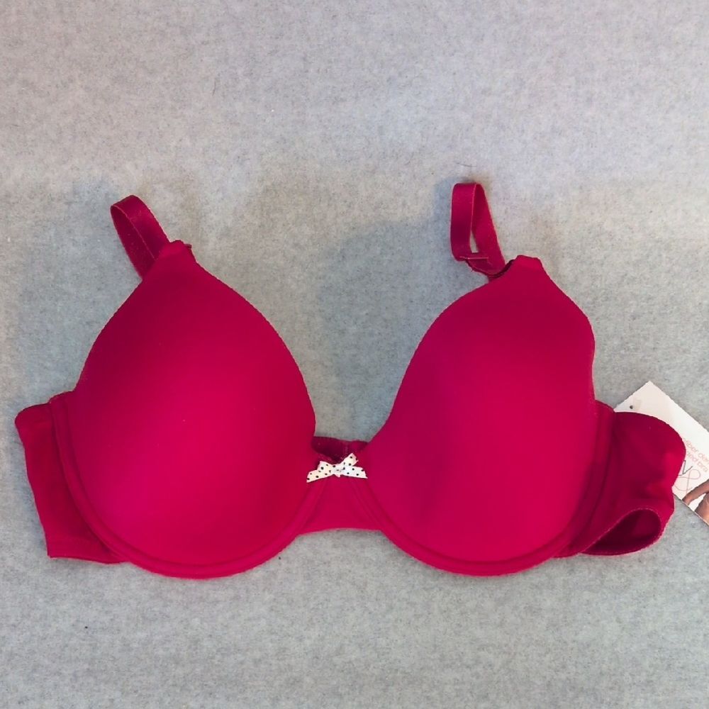 Gilligan & O'Malley Microfiber Demi Padded Bra Solid Red 40C NWT